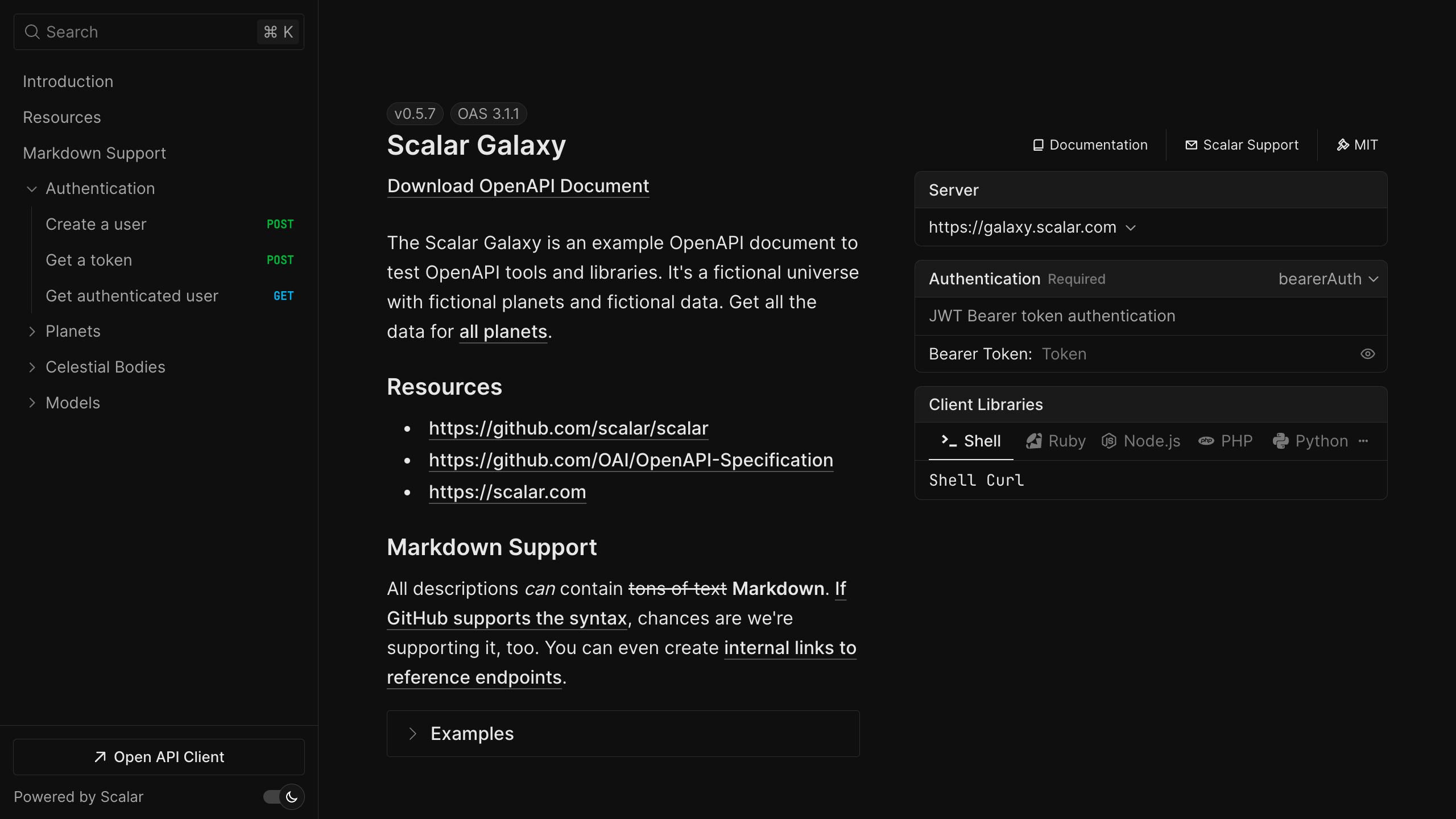 Screenshot of the Express integration